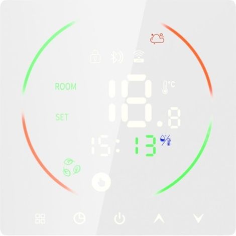 Termostato inteligente para calentador de agua/caldera 3A CA 90V-240V Termostato programable con pantalla táctil inteligente en color para el hogar, la oficina, el centro comercial, blanco (1/5)