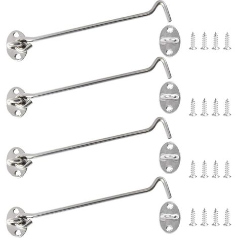Juego de 4 ganchos de acero inoxidable con cierre seguro, tornillos incluidos, para puerta o ventana de cabina. (1/5)