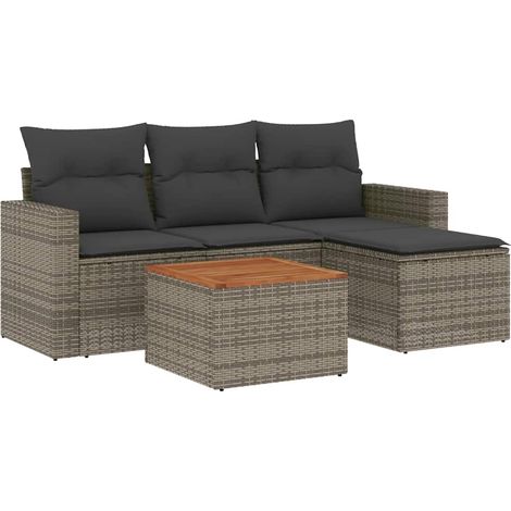 Maison Exclusive - 5-tlg. Garten-Sofagarnitur mit Kissen Grau Pol