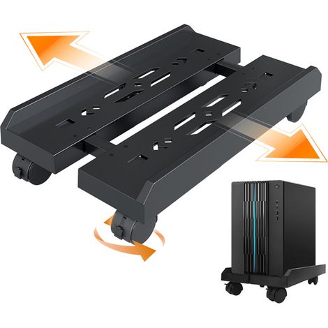Support Pour Tour Pc - Réglable En Largeur 20-30 Cm - Roulettes 360° Avec Verrouillage - Fond Perforé Pour Refroidissement - Acier Métallique - 1 Pièce