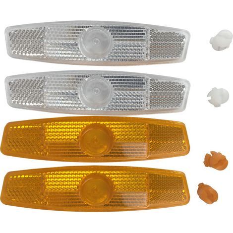 Lot de 4 réflecteurs de rayons pour vélo – Convient aux VTT et aux vélos de route – Signalisation décorative de sécurité – Jaune (x2) / Blanc (x2) (1/5)