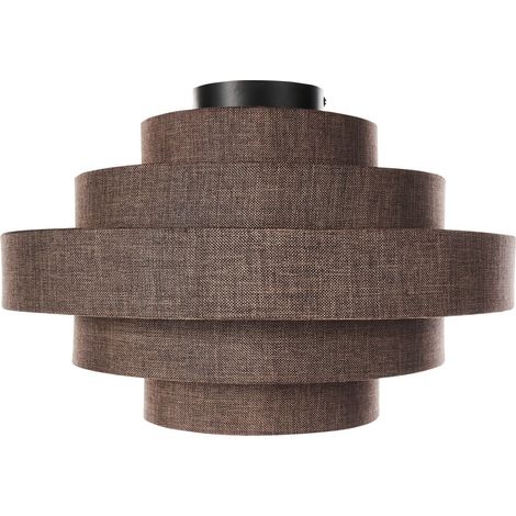 Lampada da soffitto di design moderno Paralume in tessuto di lino marrone Erebato