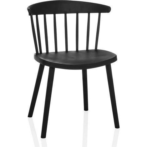 Chaise de salle à manger / chaise visiteur ARTIFO RIB plastique noir hjh LIVING (1/5)