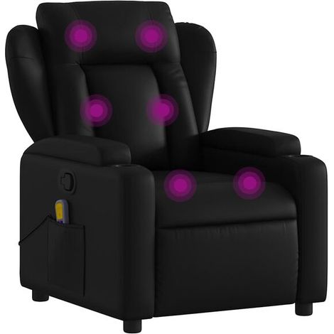 Fauteuil de massage inclinable en similicuir noir
