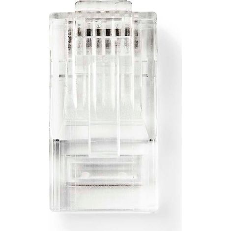 Spina rj45 maschio utp a trefoli cat5 dritto placcato oro 10 pz pvc trasparente scatola