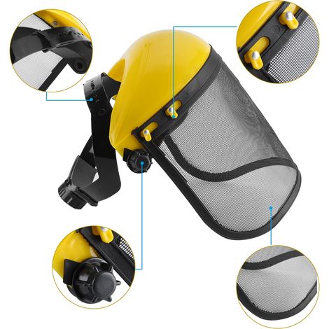 Casque de protection avec visière grillagée intégrale pour tronçonneuse, débroussailleuse, travaux forestiers, anti-impact, léger, ajustable (1/5)