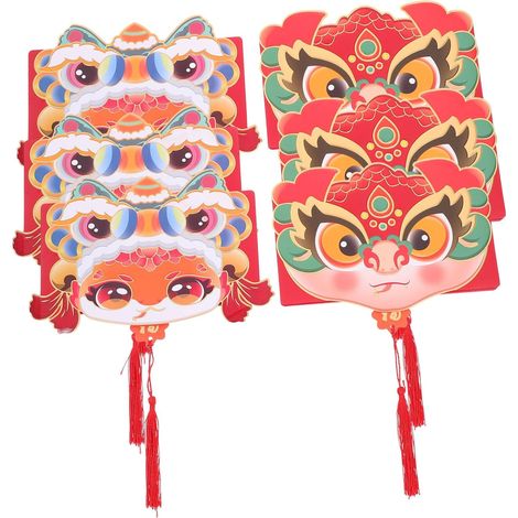 Set di 6 buste rosse per il Capodanno cinese, buste portafortuna tradizionali, sacchetti decorativi rossi (1/5)