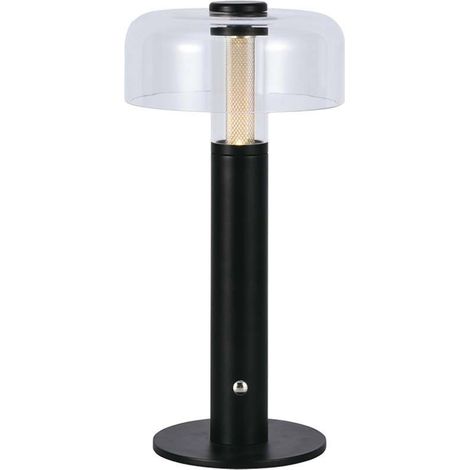 V-TAC 1W LED Tischleuchte, Schwarz, Transparent, Wiederaufladbar, Dimmbar, Warmweiß