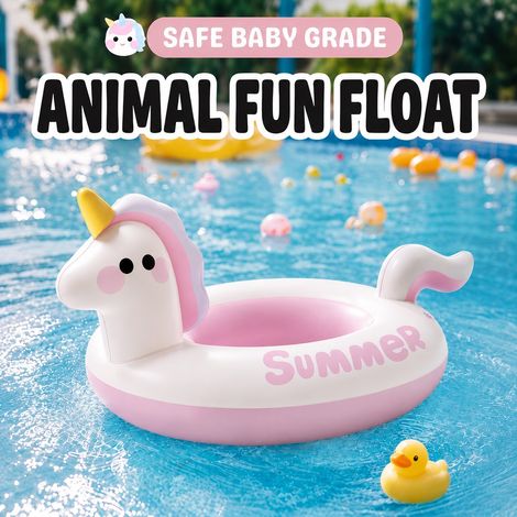 Bouée gonflable en forme de licorne, de couleur rose, pour les enfants, pour s'amuser dans l'eau en été.-AquaForge (1/3)