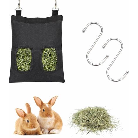 Rabbit Hay Feed, Rabbit Hay Bag, Hanging Feeder Bag with S Hook (1/5)