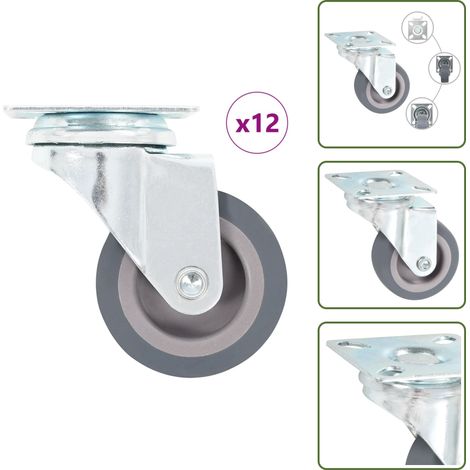 The Living Store Ruedas giratorias 12 unidades 50 mm - Ruedas para muebles