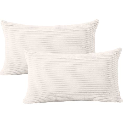 Lot de 2 Housses de coussin, Velours côtelé beige, Fermeture éclair invisible, 40x60 cm, Salon chambre bureau (1/5)