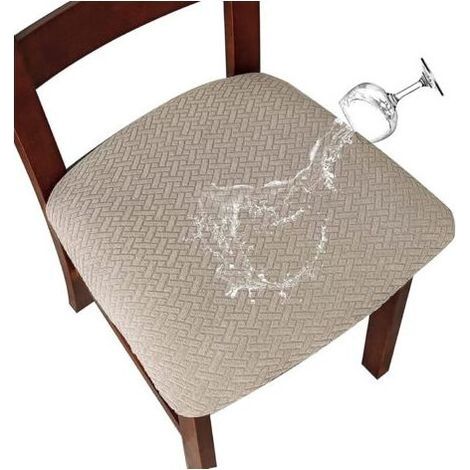 Copertura per Sedia 2/4 Pezzi Copricuscino per Sedia Coprisedile Impermeabile Smontabile Copertura Elastica in Jacquard Lavabile per Sala da Pranzo (Sabbia, 4) (1/4)