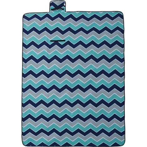 Couverture de pique-nique pliable vague bleue 200x150cm velours CFW943942 (1/5)