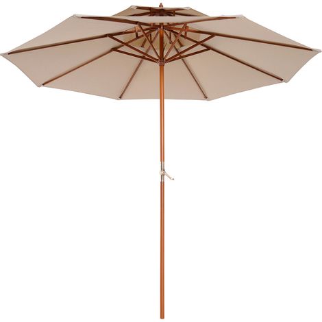 Gerader Holzschirm, Bezug aus 180 g/m² Polyester, 2,7 m Durchmesser, 2,6 m Höhe, beige (1/5)