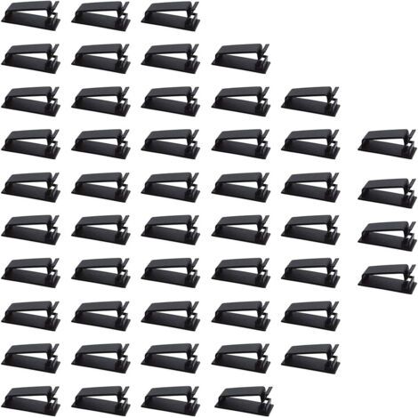 royaluxe-Lot de 50 clips adhésifs pour câbles, organiseur de câbles et système de gestion de câbles pour téléviseur, ordinateur portable, bureau, support adhésif en acrylique (1/5)