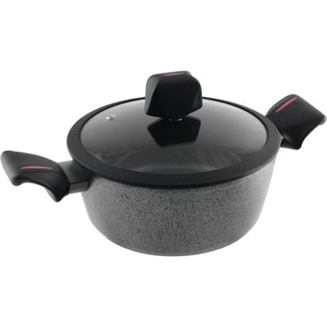 Cocotte en verre Lauxa Home 26 cm avec couvercle, sans PFOA et base diffuseur