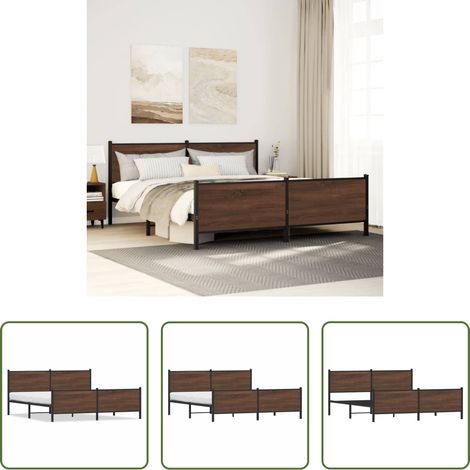Metallbettgestell - Metallbett ohne Matratze Braun Eichen-Optik 183x213 cm (1/5)