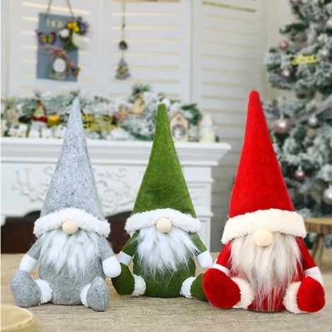 Weihnachtsgnom - Handgefertigte Dekoration - 3 Stück - 30 cm - Baumwolle - Rot
