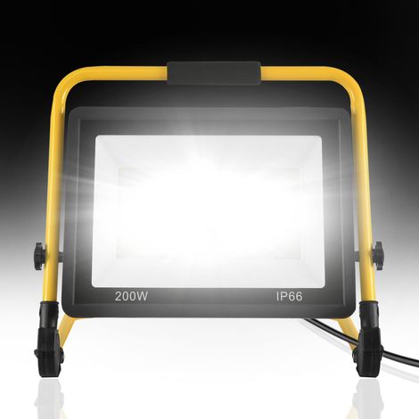 AUFUN LED Construction Spotlight avec prise et 3M cable et support de pliage100 W Blanc Froid (1/5)