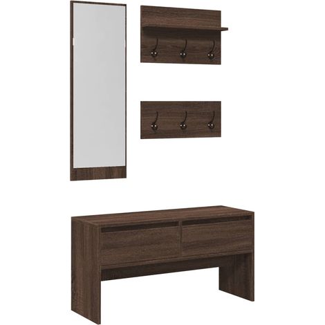 Ensemble de meubles de couloir 4 pcs chêne marron (1/5)
