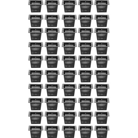 50 Pcs Respirant Carré Hydroponique Net Pot Fleur Plantes Cultures Hors-Sol Croissant Panier pour Serre(Noir) (1/5)