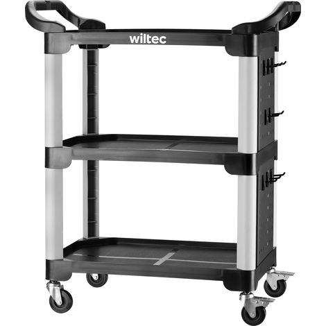 Wiltec Carrello a 3 ripiani tipo 03 con portata di 150 kg, carrello officina 87 x 43 x 66 cm in plastica