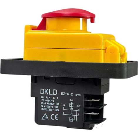 Trade-Shop Maschinen-Hauptschalter Magnetschalter switch DKLD DZ-6-2 15A 250V IP55 / 4 Pins, Kappe, Flachdichtung, PVC-Abdeckung, 5E4 Betriebszyklen (1/5)