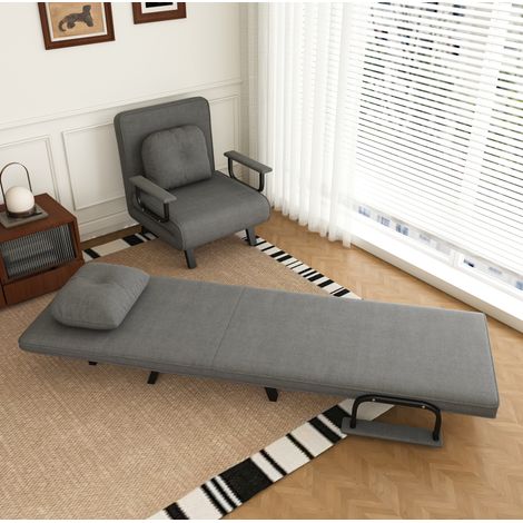 Relaxsessel mit Liegefunktion, 5-fach verstellbar, Chenille-Bezug, Grau, OKWISH (1/5)