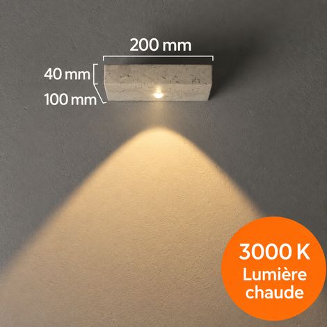 Applique murale brique 44 étanche en travertin jaune éclairage vers le bas LED lumière chaude 44 31 × 14 × 17 cm 2 g – Livraison gratuite