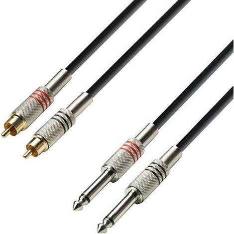 Câble RCA 2 Mâles A 2 JACK 6,3 Mono 1mts