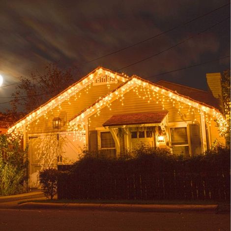 Tenda Luminosa Natalizia 96 LED Luce Bianco Caldo 3 METRI Esterno Luci Cavo 5 mt (1/5)