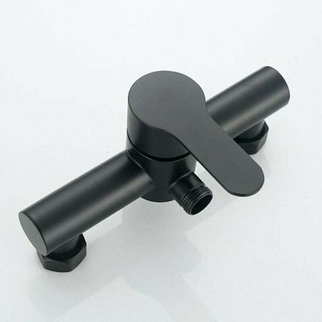 1 Robinet de douche, acier inoxydable noir, pommeau mural, valve céramique, salle de bain (1/5)