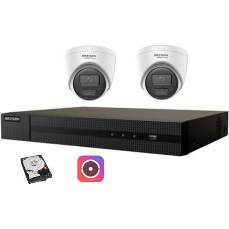 Kit videosorveglianza IP Hikvision Nvr POE 4 Canali 2 telecamere dome 2mpx 500GB