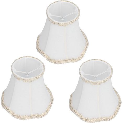 Abat jour, 3pcs Abat-jour de Lampe En Tissu Blanc E14 Clip Sur Applique Murale Bougie Lustre Octogonal Cloche Chevet Décoration Inté (1/5)