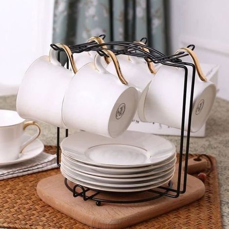 Présentoir De Tasses Thé Tasses Thé Présentoir Tasses Café Support Tasse Support Support Tasses Et Table Set Noir