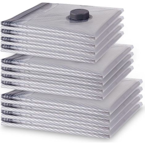 Lot de 12 Sacs Sous Vide Vetement Aspirateur, 4x 40x50cm, 4x40x60cm, 4 x 50x60cm, Sac de Rangement Sous Vide Réutilisable, Housse Sous Vide Peu Encombrant pour Pulls, Chemises, Voyages (1/5)