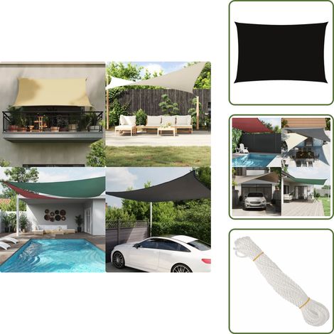 Toldo de terraza - vidaXL Toldo de vela rectangular tela Oxford negro 2x4 m - Toldo de balcón