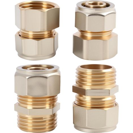 4 Pièces Raccords à Vis Compression en Laiton 16 mm x 1/2 AG, Raccord à Visser 16 x 2 avec Bague, Raccord pour Tube en Cuivre et Raccords à Visser pour Plomberie et Chauffage (1/5)