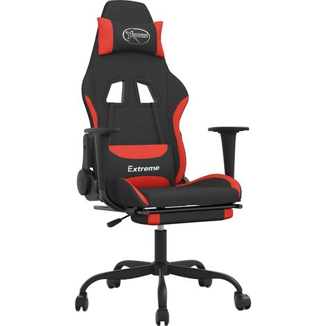 Maison Exclusive - Sedia da Gaming con Poggiapiedi Rosso e Nero in Tessuto (1/5)