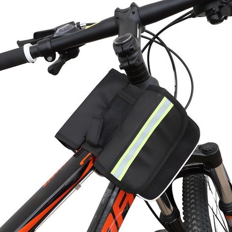 Borsa da bicicletta impermeabile, borsa da bicicletta riflettente, borsa da telaio, borsa da tubo orizzontale con supporto per cellulare, borsa da bicicletta per smartphone (1/5)