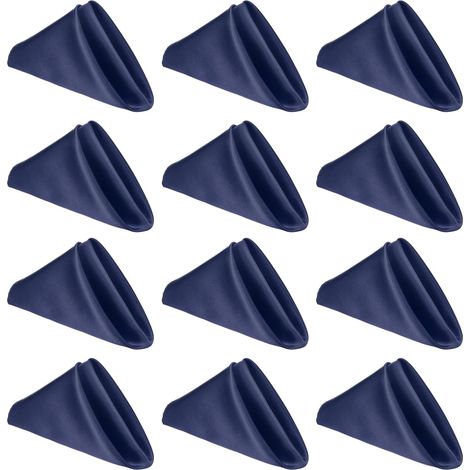 12 Pcs Serviettes en Satin Bleu Marine, 12x12 Pouces Serviettes De Table en Tissu Lavable Polyester Doux Décoration Carrée pour Restaurant Soirées Mariage Dîner Banquet Événement (1/5)