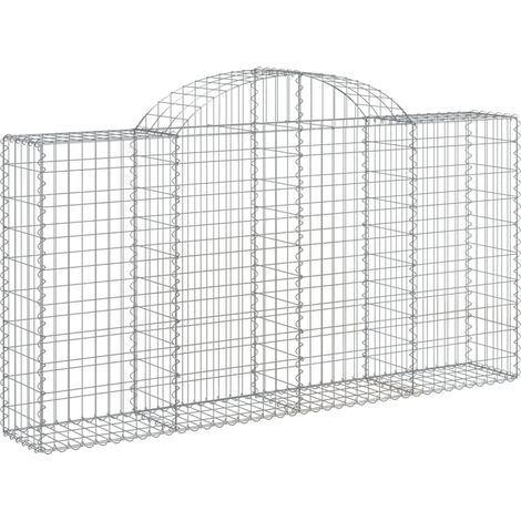 Gavión cesta jaula valla muro de contención arqueado 200 x 30 x 100/120 cm hierro galvanizado Plata 020039992