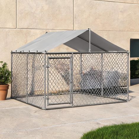 Enclos pour chien en métal 230 x 230 x 117 cm avec toit (1/5)