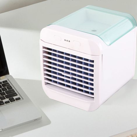 Ventilador de escritorio USB portátil con humidificador y luz nocturna - Mini ventilador enfriador de aire-KZQ (1/5)