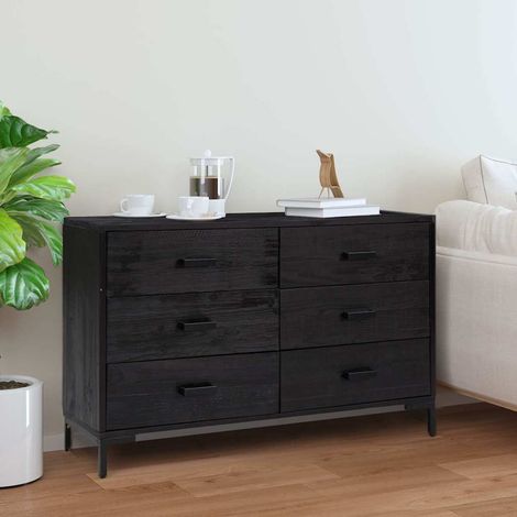 vidaXL Buffet Noir 110x35x70 cm Bois de pin massif (1/5)