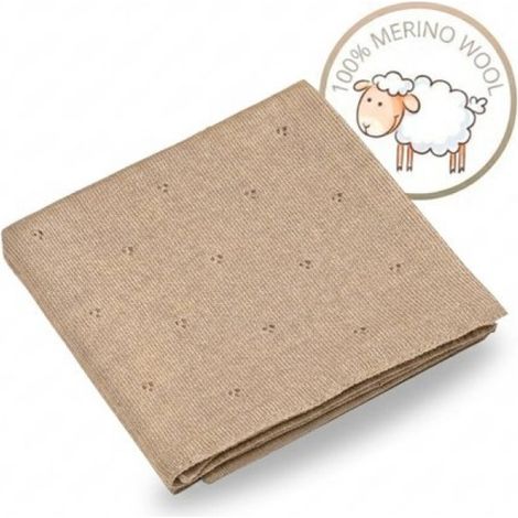 Couverture bébé ANDER™ en laine mérinos 75 x 100 cm - Sable – Couverture douce en laine mérinos pour bébé (1/5)