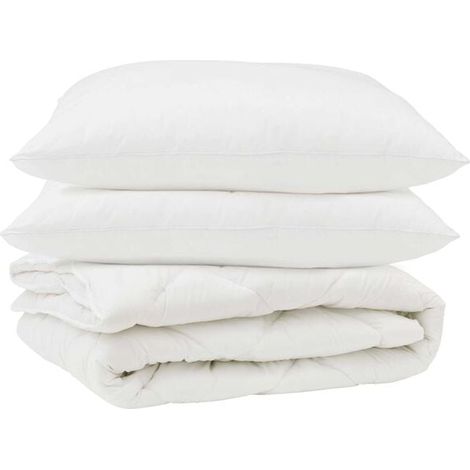 Ensemble couette et oreiller en duvet, ensemble 3 pièces, microfibre blanche. (1/5)