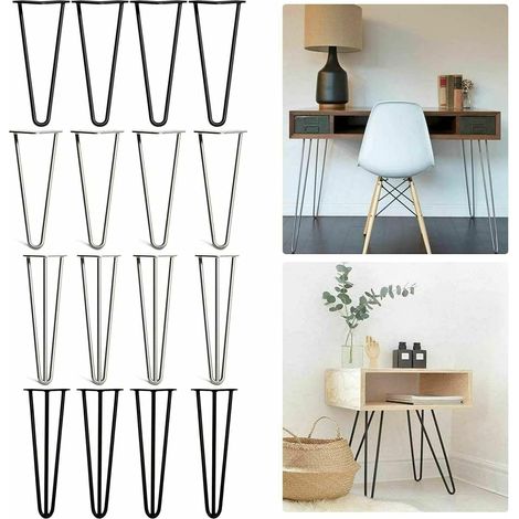 Un ensemble de 4 pieds de table en métal, adaptés pour table basse, bureau moderne, table de chevet ou chaise, noir, 86 cm (1/5)
