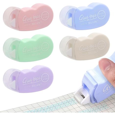 Flintronic 5 Pcs Scotch Double Face, 6M6mm Rouleau de Colle, Colle à Ruban Adhésif, Propre, Portable, Ruban Cadeau Emballage, Roller Colles pour Scrapbooking, Papier Cadeau, Album Photo, École,Bureau (1/5)